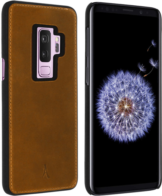 AKASHI<br/>coque cuir italien marron p/galaxy s9+