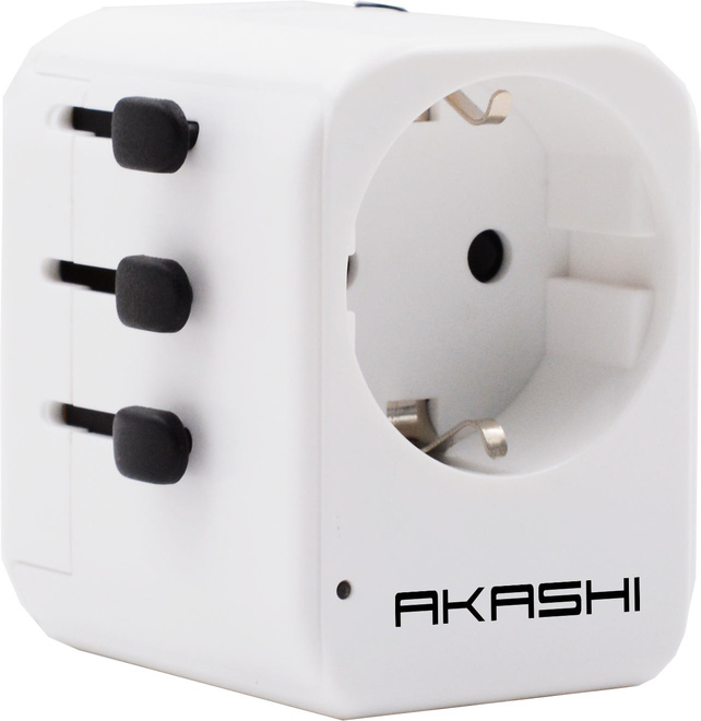 AKASHI<br/>c/secteur universel monde 2usb 2a4 blanc