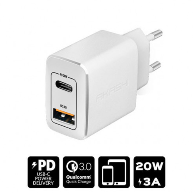 AKASHI<br/>CHARG/SECT/INTEL USB-C/USB 3A 20W WH