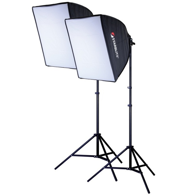 STARBLITZ STUDIO<br/>Kit eclair 2x60W+sac+pieds+boite lum