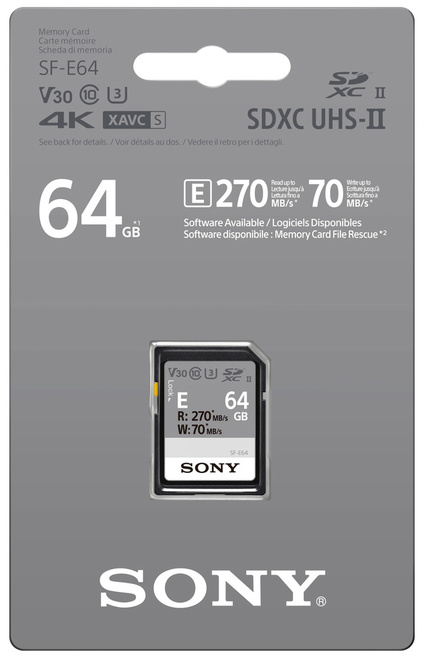 SONY<br/>SDXC UHS-II ENTRY SERIE CL10 U3 64GO